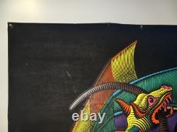 Vintage M. C. Escher DRAGON Blacklight Poster 60s Psychedelic Decor Trippy Art