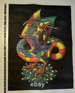 Vintage M. C. Escher DRAGON Blacklight Poster 60s Psychedelic Decor Trippy Art