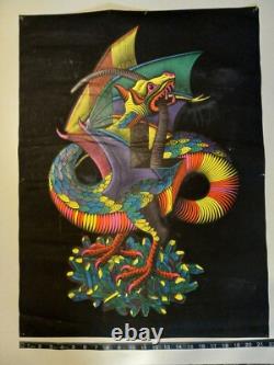 Vintage M. C. Escher DRAGON Blacklight Poster 60s Psychedelic Decor Trippy Art