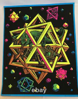 Vintage M. C. Escher Stars Nos Psychedelic Blacklight Poster By H. I. P. Products