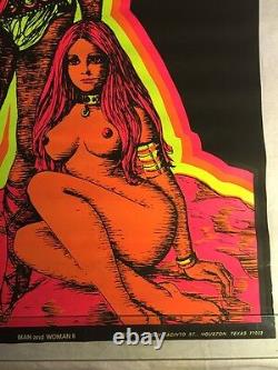Vintage Man And Woman II HB50. 1970 Winston Blacklight Poster Nude 22x34