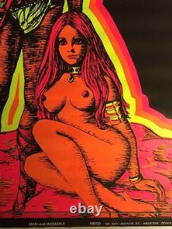 Vintage Man And Woman II HB50. 1970 Winston Blacklight Poster Nude 22x34