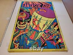 Vintage Marvel 1971 Fantastic Four Floating City Blacklight Poster 4011