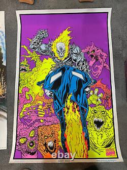 Vintage Marvel 1996 Ghost Rider Black Light Poster Funky Enterprises Rolled