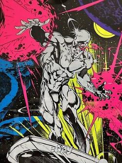 Vintage Marvel Black Light Poster Silver Surfer 1996 Funky Enterprises Framed
