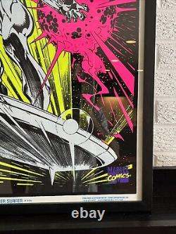 Vintage Marvel Black Light Poster Silver Surfer 1996 Funky Enterprises Framed
