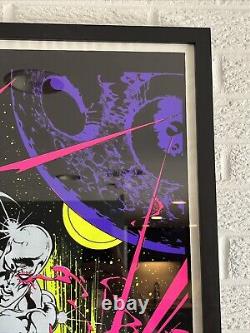Vintage Marvel Black Light Poster Silver Surfer 1996 Funky Enterprises Framed