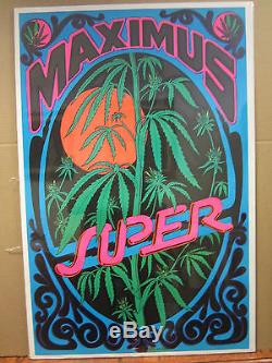 Vintage Maximus Super 1970s blacklight poster marijuana weed 3563