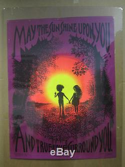 Vintage May the Sun Shine upon you Purple Sunshine black light Poster 1971 3295