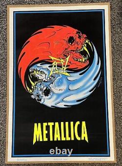Vintage Metallica Poster 1997 Ying Yang Heavy Metal Black Light 34.5x22 Skull