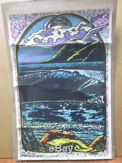 Vintage Mini Velvet Black Light Poster 70's flocked 11x17 Surf Ride Inv#G08
