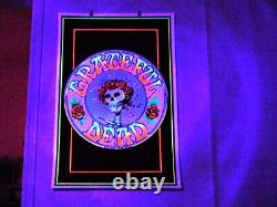 Vintage Mint Black Light Gratefull Dead Skull And Roses Poster 23 1/8 X 35