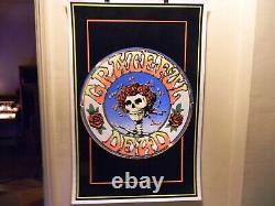 Vintage Mint Black Light Gratefull Dead Skull And Roses Poster 23 1/8 X 35