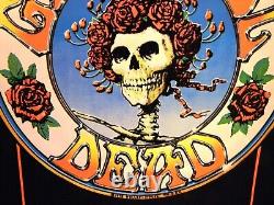 Vintage Mint Black Light Gratefull Dead Skull And Roses Poster 23 1/8 X 35
