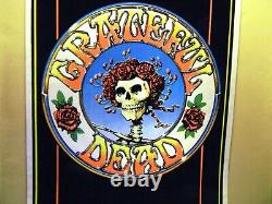 Vintage Mint Black Light Gratefull Dead Skull And Roses Poster 23 1/8 X 35