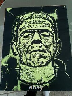 Vintage Monster 1970s Old Frankenstein Black Light Poster Rare Image