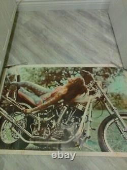 Vintage Motorcycle Body Paint Girl Black Light 1968 Pandora Poster