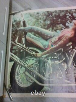 Vintage Motorcycle Body Paint Girl Black Light 1968 Pandora Poster