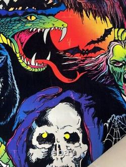 Vintage NIGHTMARE Velva Print velvet blacklight poster Horror Monsters