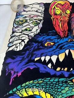 Vintage NIGHTMARE Velva Print velvet blacklight poster Horror Monsters