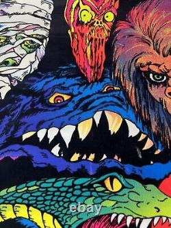Vintage NIGHTMARE Velva Print velvet blacklight poster Horror Monsters
