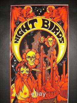 Vintage NIGHT BIRDS blacklight poster Asker Ein Dor SHOHAR Israel demons chicks