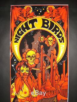 Vintage NIGHT BIRDS blacklight poster Psychedelic steampunk Shohar Nude RARE NOS