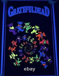 Vintage NOS Grateful Dead Dancing Spiral Bears 35x23 Blacklight Poster NEW