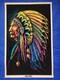 Vintage Native American Chief Original Blacklight Poster Flocked 60s 70s Indian