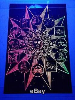 Vintage Nos Rare Zodiac Star Velvet Blacklight Poster Early 1970s Astrology