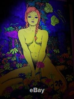 Vintage Nude 1972 Blacklight Poster Joe Roberts Jr. MUSHROOM MAIDEN Erotica