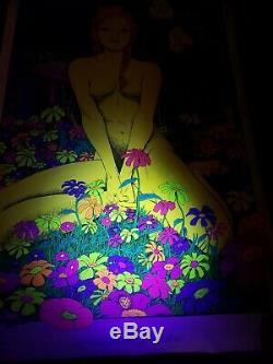 Vintage Nude 1972 Blacklight Poster Joe Roberts Jr. MUSHROOM MAIDEN Erotica