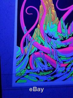 Vintage OCTOPUS Blacklight Poster Sea Monster Nude Ocean blue neon 1970 NOS