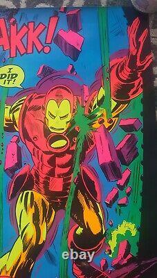 Vintage ORIGINAL Iron Man 1971 Marvel Third Eye Black Light Poster NM No Holes