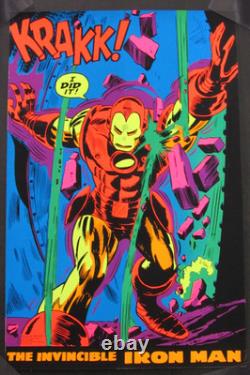 Vintage ORIGINAL Iron Man 1971 Marvel Third Eye Black Light Poster NM R085