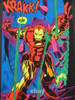 Vintage ORIGINAL Iron Man 1971 Marvel Third Eye Black Light Poster NM R085