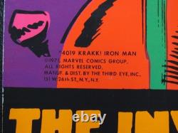 Vintage ORIGINAL Iron Man 1971 Marvel Third Eye Black Light Poster NM R085