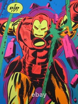 Vintage ORIGINAL Iron Man 1971 Marvel Third Eye Black Light Poster NM R085