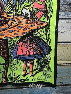 Vintage Opticz Blacklight Canvas Alice & Wonderland 22x26 Tapestry Poster (g3)