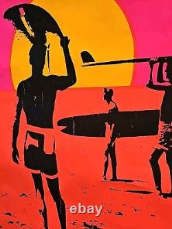 Vintage Original 1966 The Endless Summer Blacklight Movie Poster 60s Surfing