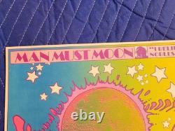 Vintage Original 1969 PETER MAX Man Must Moon Poster 24x36 Not Blacklight