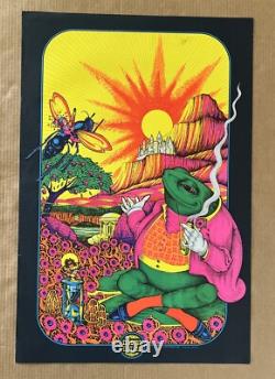 Vintage Original 1970 Time Out In Time Blacklight Poster 70s Frog Fantasy Trip