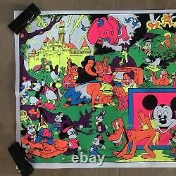 Vintage Original 1970s Disney Orgy Blacklight Poster Psychedelic Pinup