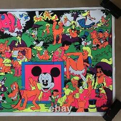 Vintage Original 1970s Disney Orgy Blacklight Poster Psychedelic Pinup