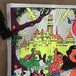 Vintage Original 1970s Disney Orgy Blacklight Poster Psychedelic Pinup