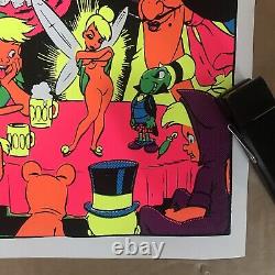 Vintage Original 1970s Disney Orgy Blacklight Poster Psychedelic Pinup