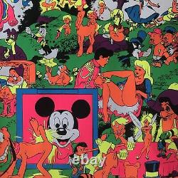 Vintage Original 1970s Disney Orgy Blacklight Poster Psychedelic Pinup