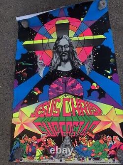 Vintage Original 1970s Jesus Christ Superstar Blacklight Poster Witchita Cross