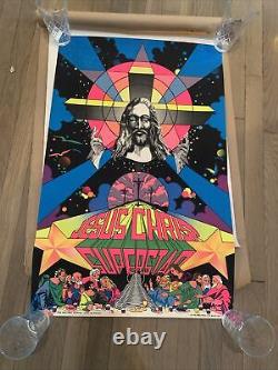 Vintage Original 1970s Jesus Christ Superstar Blacklight Poster Witchita Cross