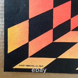 Vintage Original 1970s OP Fantasy Blacklight Poster Psychedelic Checks Sunset